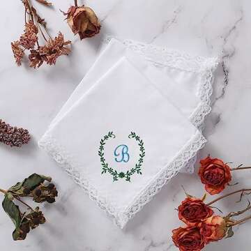 PACGOTH Women’s Handkerchiefs 100% Cotton, Ladies Embroidery Handkerchiefs, Dainty Lace Weddings H...