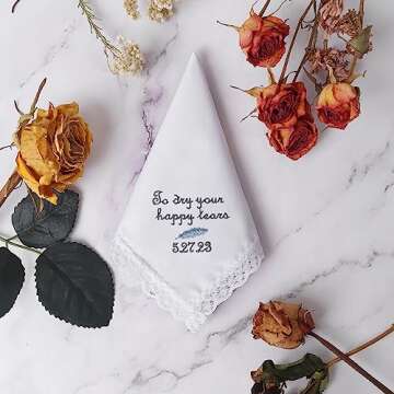 PACGOTH Women’s Handkerchiefs 100% Cotton, Ladies Embroidery Handkerchiefs, Dainty Lace Weddings Hanky Gift for Her 25 * 25cm (White Lace - 6pcs)