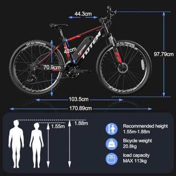 Totem Electric Mountain Bike with 1000W Motor and 21 Speed