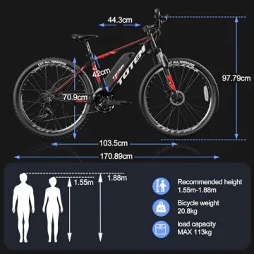 Totem Electric Mountain Bike with 1000W Motor and 21 Speed