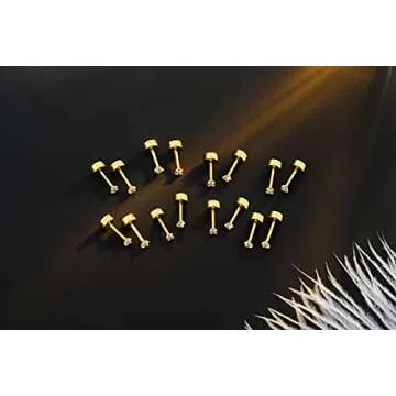 FOSIR 8 Pairs 2mm Tiny Flat Back Earrings for Women Men 14K Gold Plated Surgical Stainless Steel Stud Earrings Cubic Zirconia Cartilage Earring Hypoallergenic (Gold, 2mm CZ)