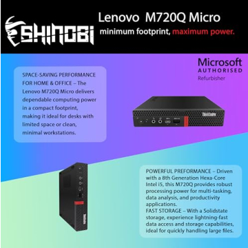 Lenovo ThinkCentre M720Q Micro PC | Compact & Powerful Intel Core i5 | 16GB RAM & 512GB NVME | Ideal...