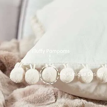 Top Finel Cream White Throw Pillow Covers 20x20 inches Set of 2, Soft Velvet Couch Pillow Covers wit...