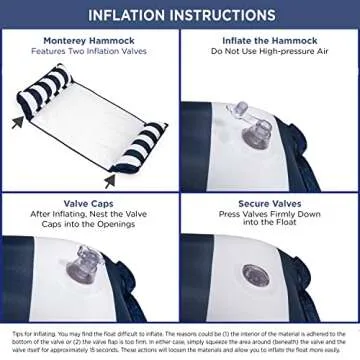Aqua 2-in-1 Catalina XL Pool Float & Water Hammock – 1-2 Person, Multi-Purpose Inflatable Pool Floats for Adults – Patented Thick, Non-Stick PVC Material – Navy/White Stripe