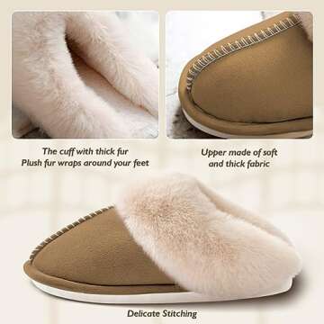 SOSUSHOE Womens Slippers Memory Foam Slippers Fluffy Slippers Warm Soft House Slippers for Women Non...