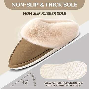 SOSUSHOE Womens Slippers Memory Foam Slippers Fluffy Slippers Warm Soft House Slippers for Women Non-Slip Indoor Outdoor