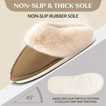 SOSUSHOE Womens Slippers Memory Foam Slippers Fluffy Slippers Warm Soft House Slippers for Women Non-Slip Indoor Outdoor
