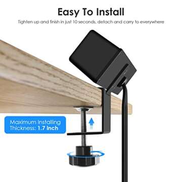 4 Outlet Desk Clamp Power Strip with 4 USB Ports,Clamp on Desk Power Station 6ft Cord,Fits 1.7" Tabletop Edge