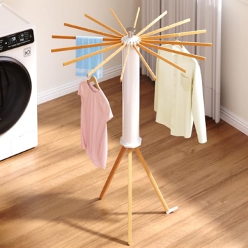 kenvc Tripod Clothes Drying Rack, Folding Space Saving Compact Laundry Drying Rack-16 Rotatable Arms...