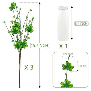 ARIDUR St Patricks Day Decor- Artificial Flowers 3 PCS with vase, Truck St Patricks Day Decorations ...