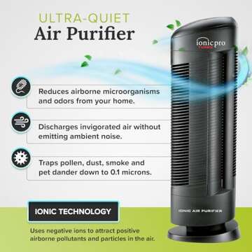 ENVION Home Air Purifier, TA500 Ionic Turbo Pro Filterless Room Purifier, Black