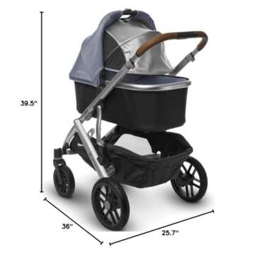 2018 UPPAbaby VISTA Stroller, Henry (Blue Marl/Silver/Saddle Leather)
