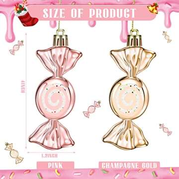 Vicenpal Pink and Gold Christmas Ornaments Rose Gold Christmas Candy Ornament Hanging Ornament for X...