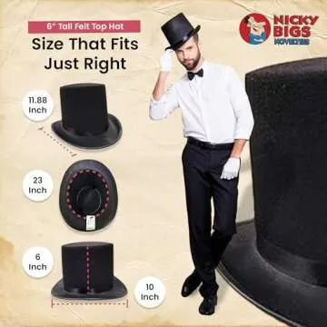 Nicky Bigs Novelties Deluxe Top Hat Costume, Men & Women, Party Hats for Adults, Magician Top Hat Halloween Costume, One Size