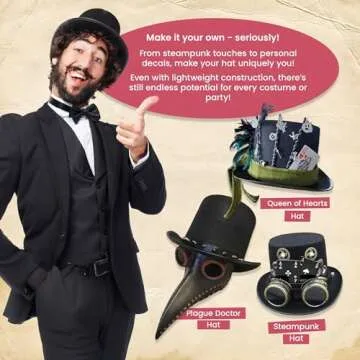 Nicky Bigs Novelties Deluxe Top Hat Costume, Men & Women, Party Hats for Adults, Magician Top Hat Halloween Costume, One Size