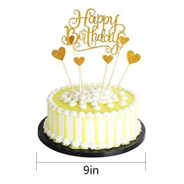 PALASASA Gold Glitter Happy Birthday Cake Toppers