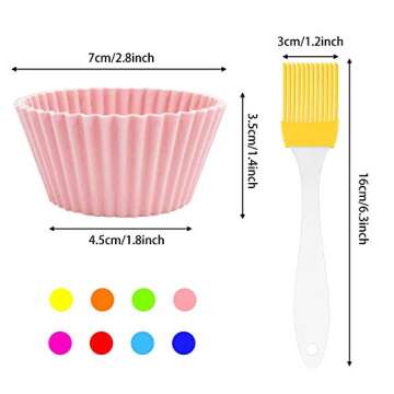 HEHALI 40pcs Silicone Cupcake Baking Cups, Reusable Muffin Cups, Non-Stick Cupcake Liner, Multicolor Kutsinta Molder