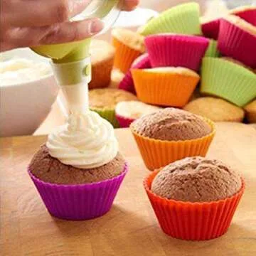 HEHALI 40pcs Silicone Cupcake Baking Cups, Reusable Muffin Cups, Non-Stick Cupcake Liner, Multicolor Kutsinta Molder