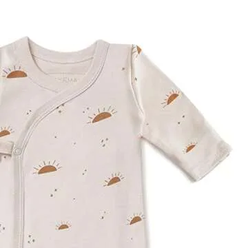 MakeMake Organics GOTS Organic Cotton Kimono Knotted Blanket Tie Sack Swaddle Hat Set Mittens Baby Boys Girls (Sunshine, Newborn)