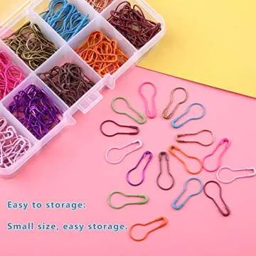 Mayboos 300 Pieces Safety Bulb Pins,10 Colors Calabash Crochet Stitch Markers, Metal Safety Pins for Knitting and DIY Project with Storage Box