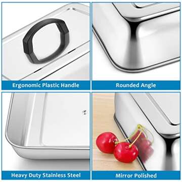 HaSteeL Rectangular Basting Cover, Stainless Steel Cheese Melting Dome Steaming Cover Lid, Heavy Dut...