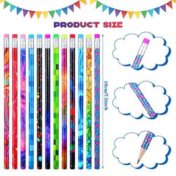Chinco 50 Pcs Wooden Pencil with Eraser Assortment Colorful Pencils for Kids Writing Fun Assorted No...