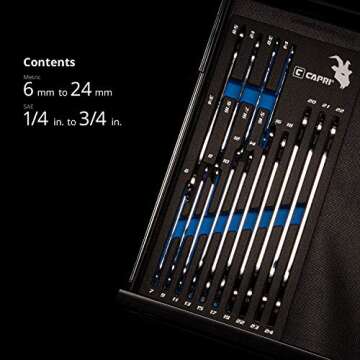 Capri Tools Super-Thin Open End Wrench Set for Tight Spaces