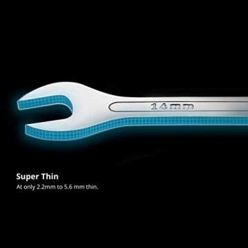 Capri Tools Super-Thin Open End Wrench Set for Tight Spaces