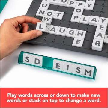 Upwords, The Game of Quick Stacking & Word Hacking with Stackable Letter Tiles, 2022 Edition | Word Games | Board Games for Kids 8-12 | Family Games for Ages 8+