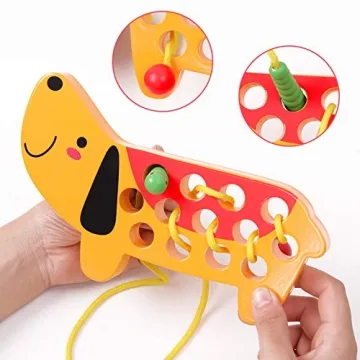 GEMEM Wooden Lacing Threading Toys for Toddlers