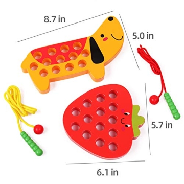 GEMEM Wooden Lacing Threading Toys for Toddlers
