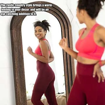 Trvone Arched Full Length Mirror - Rustic Style & Safety