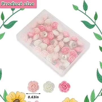 40Pcs Rose Theme Push Pins Rose Thumb Tacks Decorative Flower Cork Board Tacks for Bulletin Board, Photos Wall Maps and Other Offices Schools Supplies and Accessories, Resin…
