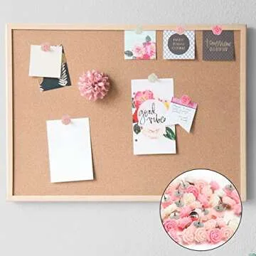 40Pcs Rose Theme Push Pins Rose Thumb Tacks Decorative Flower Cork Board Tacks for Bulletin Board, Photos Wall Maps and Other Offices Schools Supplies and Accessories, Resin…