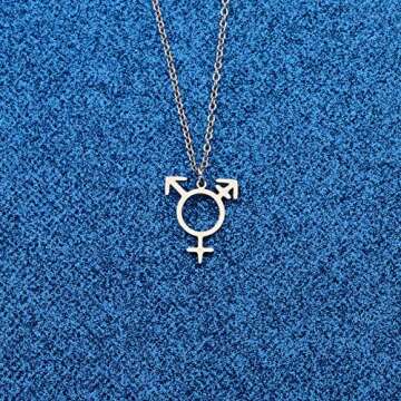 WUSUANED Transgender Symbol Necklace Transgender Pride Jewelry Male and Female Symbol Necklace Gift ...