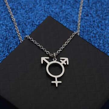 WUSUANED Transgender Symbol Necklace Transgender Pride Jewelry Male and Female Symbol Necklace Gift For Transgender (transgender N)