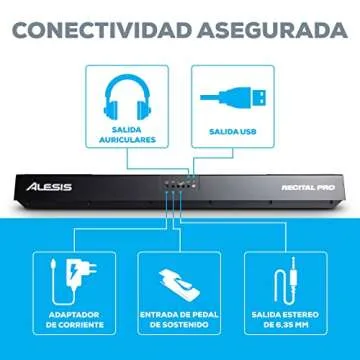 Alesis Recital Pro | Digital Piano / Keyboard with 88 Hammer Action Keys, 12 Premium Voices, 20W Built-in Speakers, Headphone Output and Educational Features (Renewed)