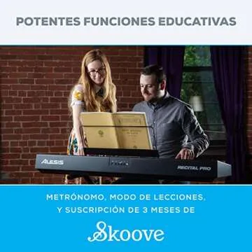 Alesis Recital Pro | Digital Piano / Keyboard with 88 Hammer Action Keys, 12 Premium Voices, 20W Built-in Speakers, Headphone Output and Educational Features (Renewed)