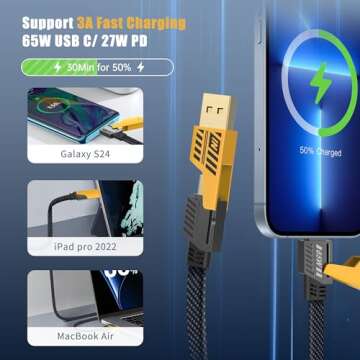 YISH Multi Charging Cable 4-in-1, 6Ft Fast Charging Cable Universal Charging Cord with Type C USB A ...