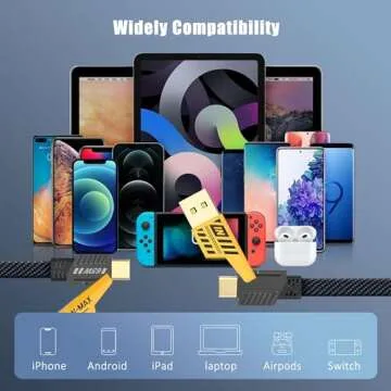 YISH Multi Charging Cable 4-in-1, 6Ft Fast Charging Cable Universal Charging Cord with Type C USB A Port PD 65W, Flat Nylon Braided Charger Cable Compatible with iPhone MacBook iPad Android