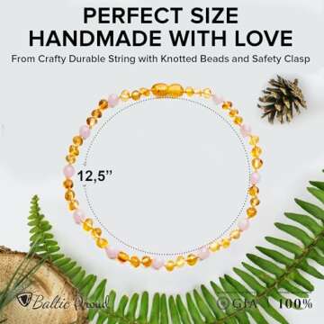 Baltic Proud Amber Necklace (Unisex Honey Rose Polished 12.5 Inches) - Certified Premium Quality Raw...
