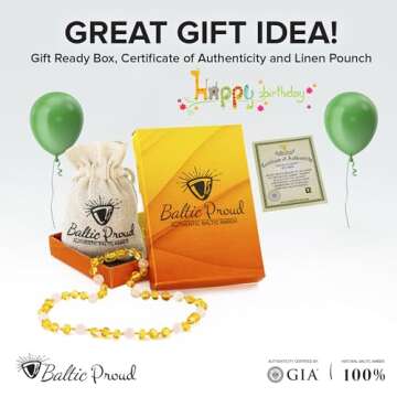 Baltic Proud Amber Necklace (Unisex Honey Rose Polished 12.5 Inches) - Certified Premium Quality Raw Baltic Sea Amber