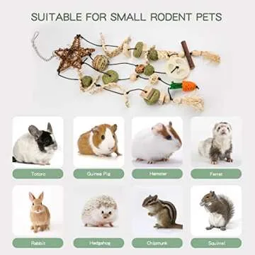 ZALALOVA Bunny Rabbits Chew Toys, Bunny Chew Cage Hanging Toys with Treats for Small Animals Teeth Grinding Care Five-Star Shape Treats Rattan and Balls Pet Snacks