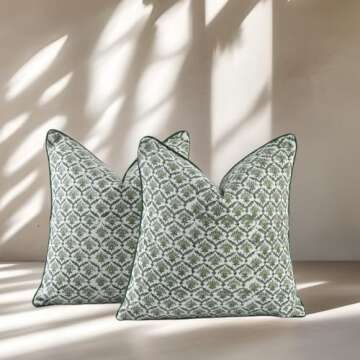 CPC Floral Throw Pillow Covers - Cotton, 20x20 Inch