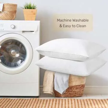 puredown White Goose Feathers Down Pillows, Hotel Bed Pillows Standard/Queen Size Set of 2, Soft Pillows for Sleeping with 100% Cotton Cover