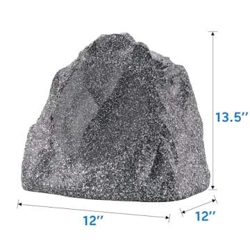 Theater Solutions 2R8G Outdoor Granite 8" Rock 2 Speaker Set for Deck Pool Spa Yard Garden, Granite Grey