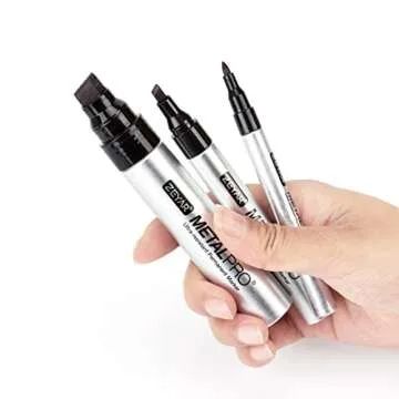 ZEYAR Permanent Markers, Chisel Tip Medium Point, Waterproof & Smear Proof ink, Aluminum Barrel Markers, Quick Drying (6 Black Color)