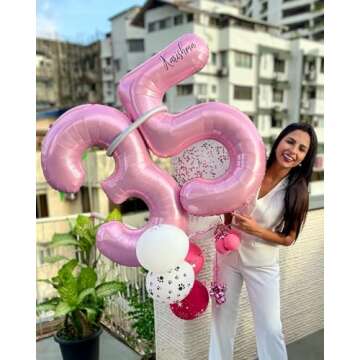 Pearlescent Pink 7 Balloon - 40 Inch Number Balloons for Celebrations