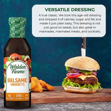 Walden Farms Balsamic Vinaigrette - Calorie-Free, Gluten-Free, Low Carb, Keto-Friendly, Vegan, Sugar-Free, Dressing with Classic Balsamic Flavor for Salads & Marinades, (12 oz Bottle x2)