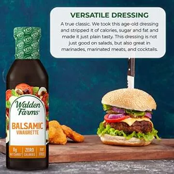 Walden Farms Balsamic Vinaigrette - Calorie-Free, Gluten-Free, Low Carb, Keto-Friendly, Vegan, Sugar-Free, Dressing with Classic Balsamic Flavor for Salads & Marinades, (12 oz Bottle x2)